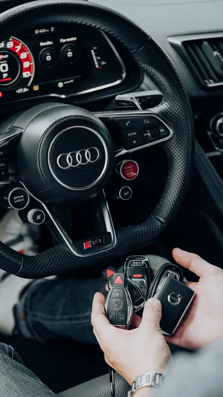 Car key fobs held inside a vehicle